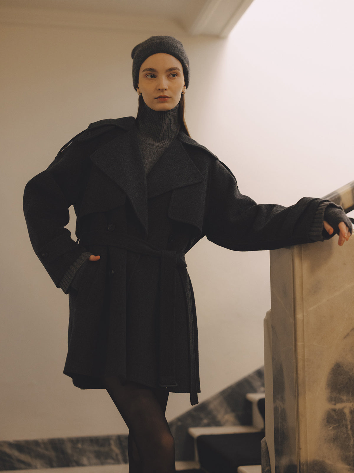 リバーウールミドルトレンチコート