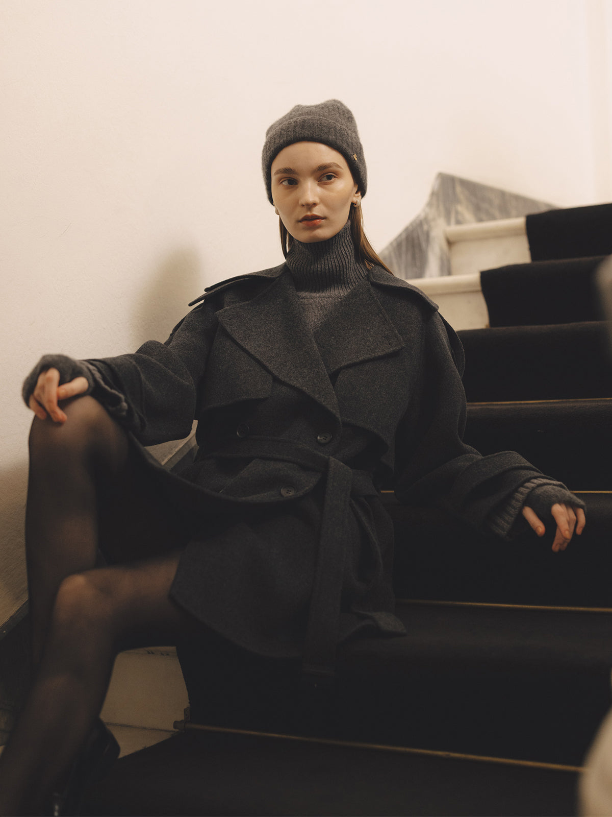 リバーウールミドルトレンチコート