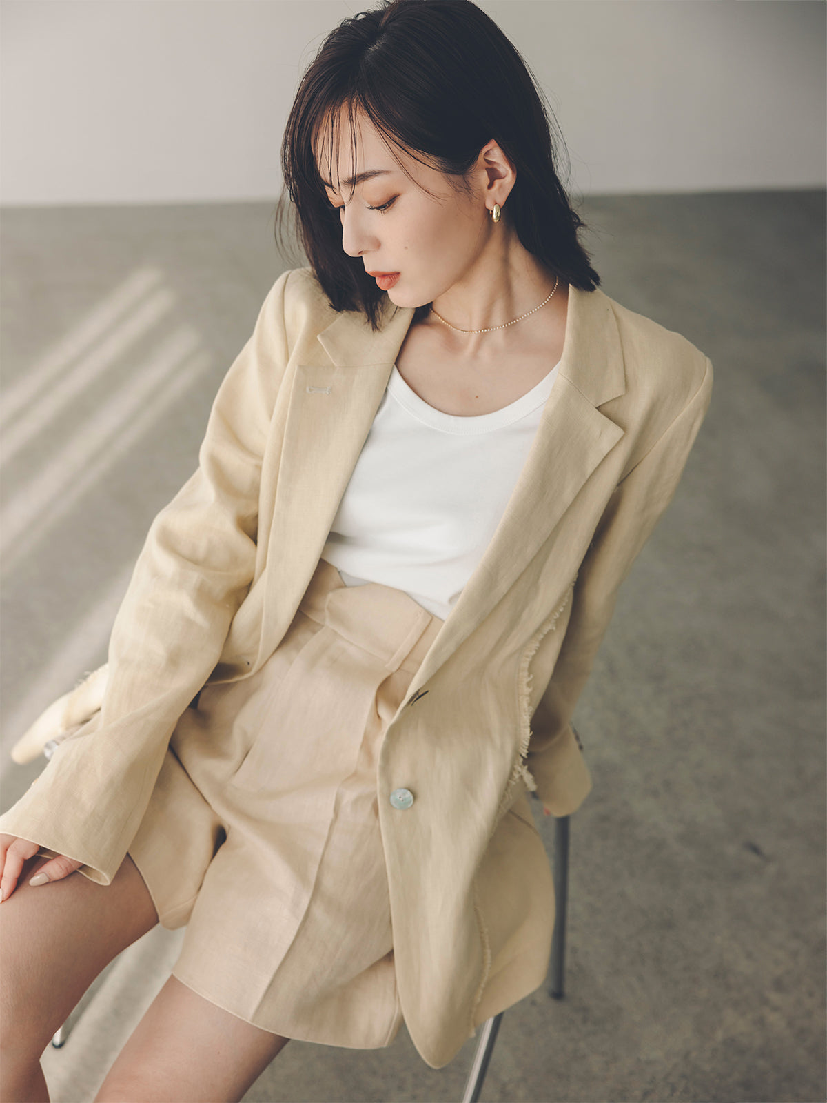 실크 터치 코튼 U넥 티