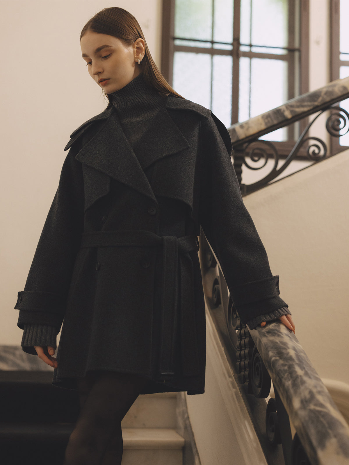 リバーウールミドルトレンチコート