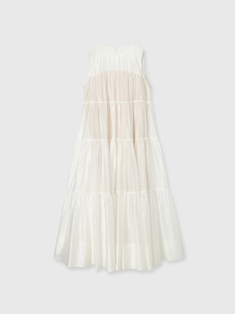 テンセルリッチオーガンティアードワンピース