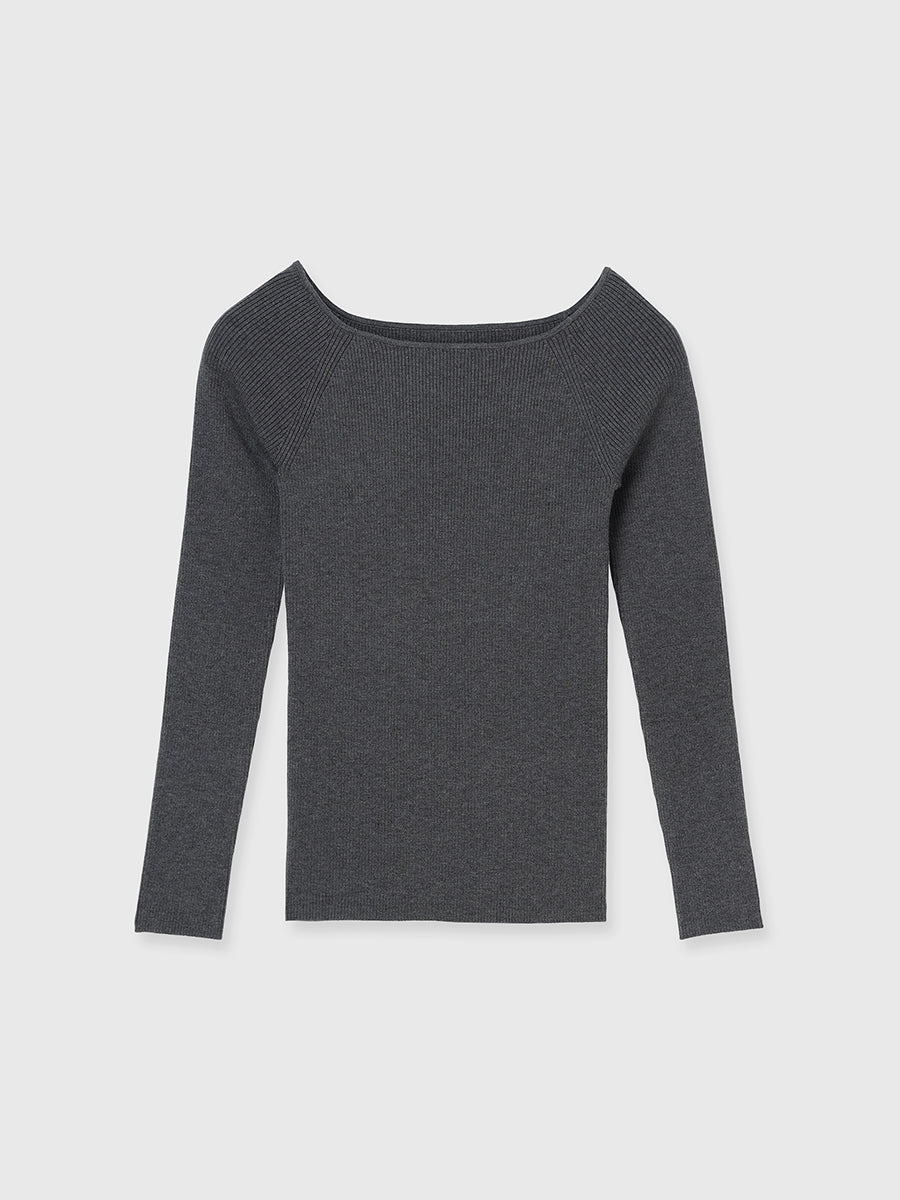 シルクカシミアブレンドボートネックニット