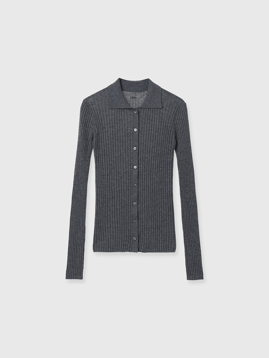 カシミヤ100ニットシャツカーディガン