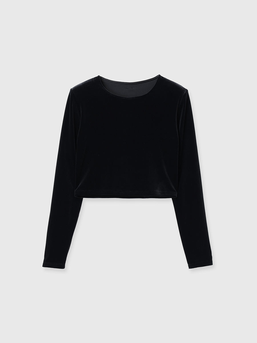 ベロアクロップドカットトップス