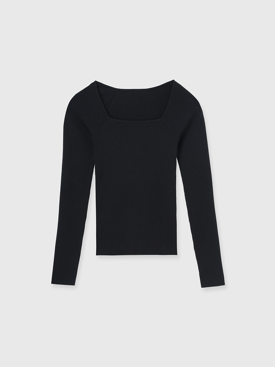 シルクカシミアブレンドデコルテリブニット