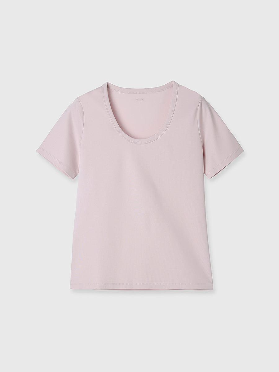 실크 터치 코튼 U넥 티