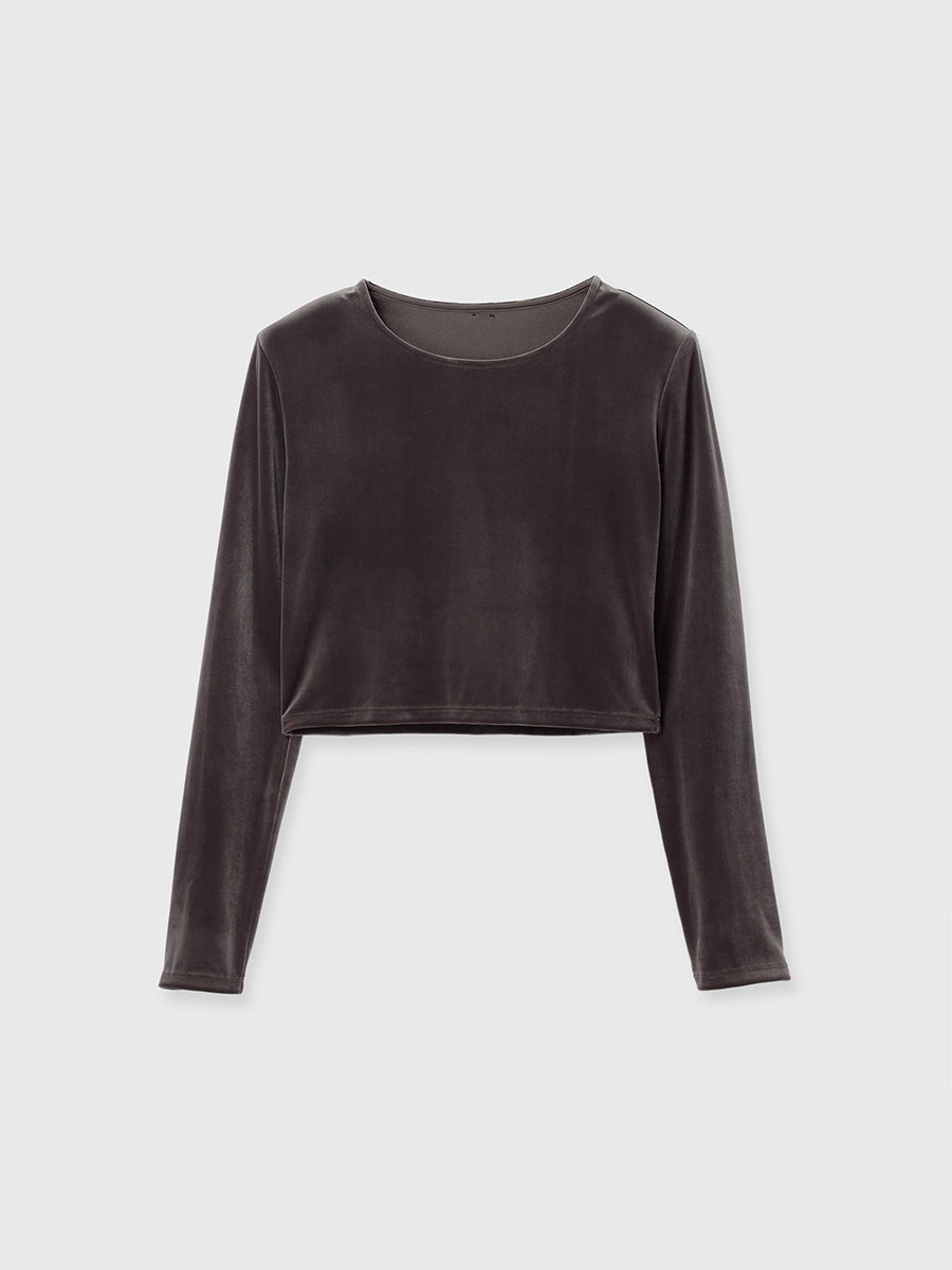 ベロアクロップドカットトップス