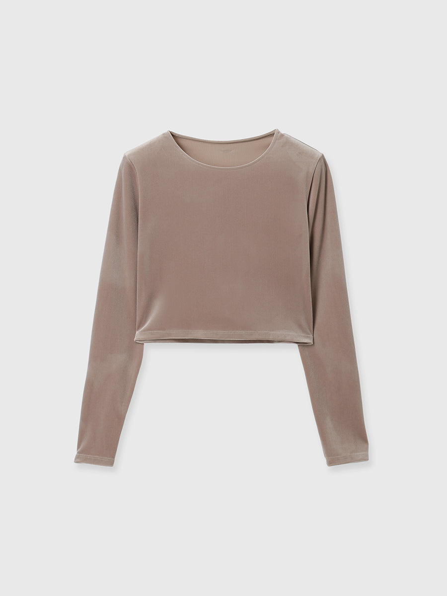 ベロアクロップドカットトップス