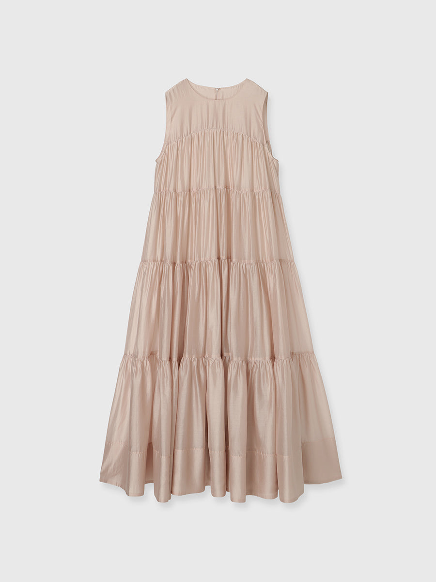 テンセルリッチオーガンティアードワンピース