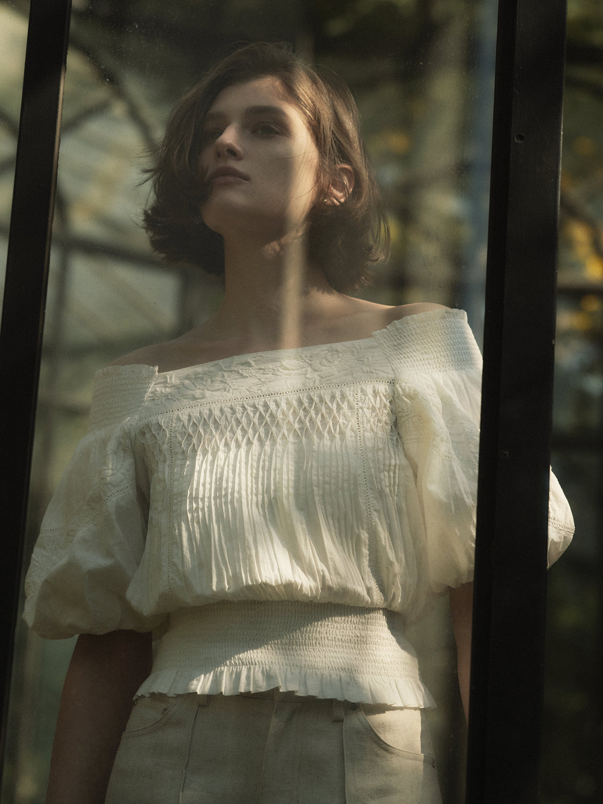 Indiaエンブロイダリースモッキングブラウス