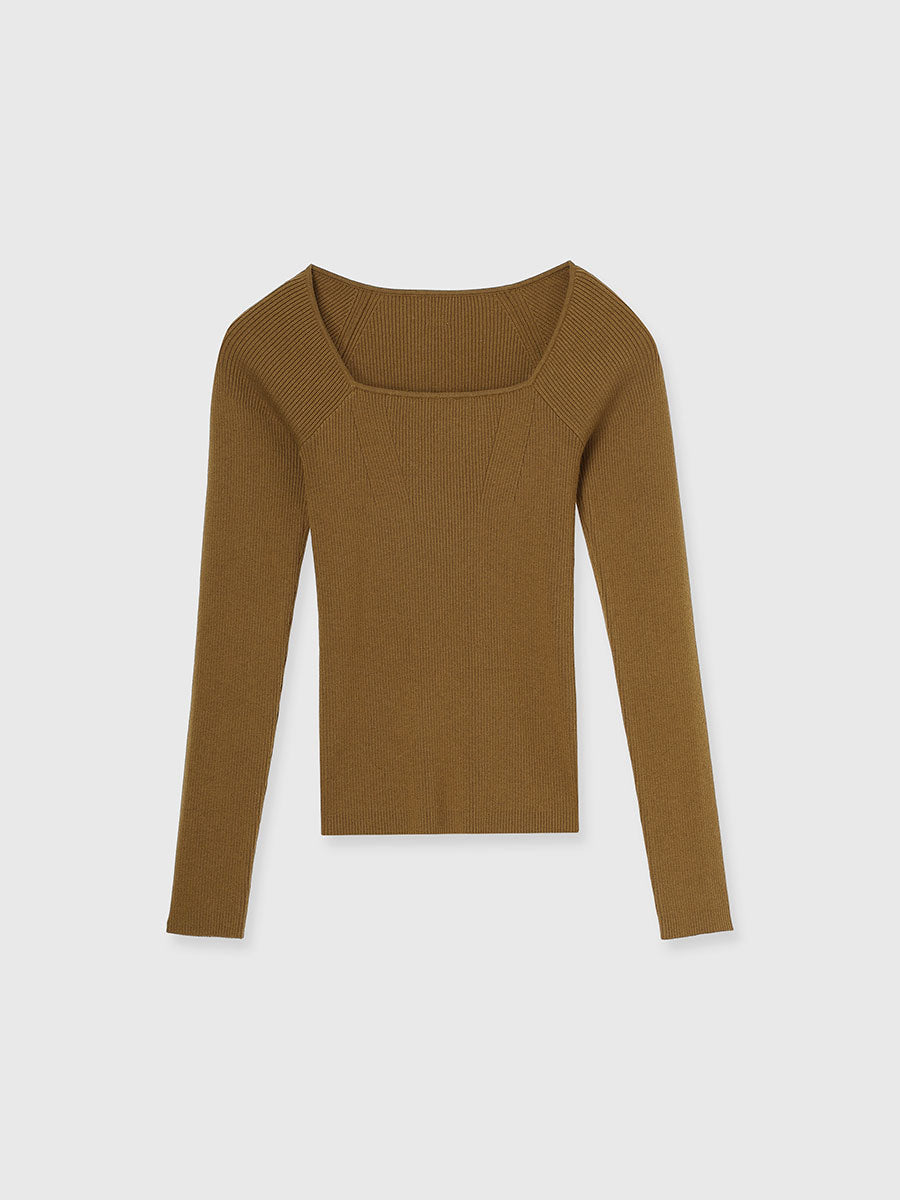 シルクカシミアブレンドデコルテリブニット