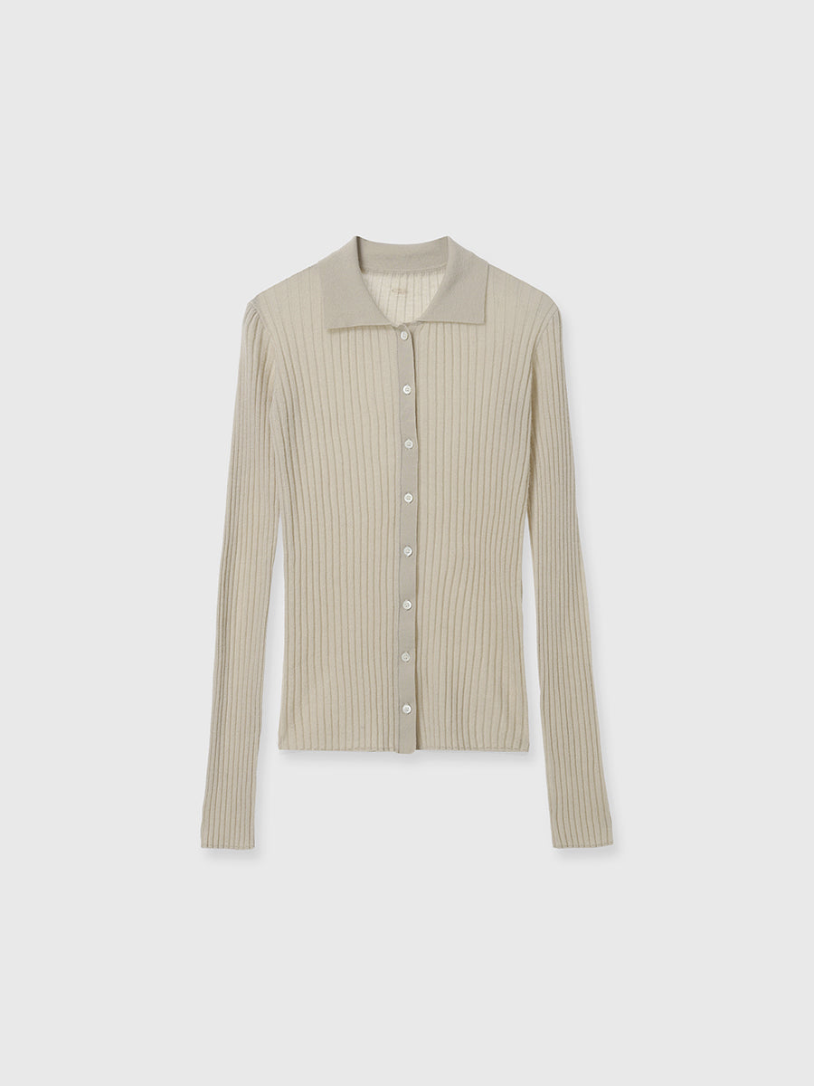 カシミヤ100ニットシャツカーディガン