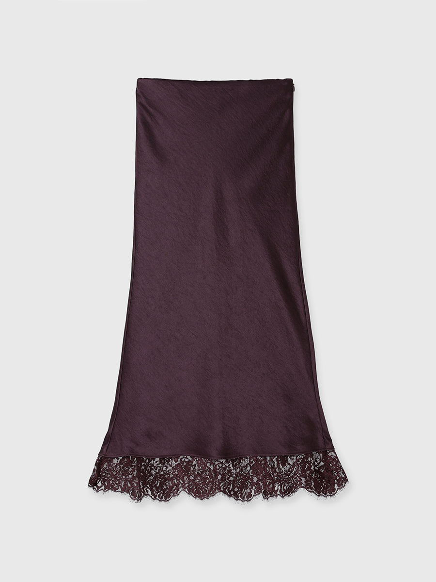 レースレイヤードサテンナロースカート