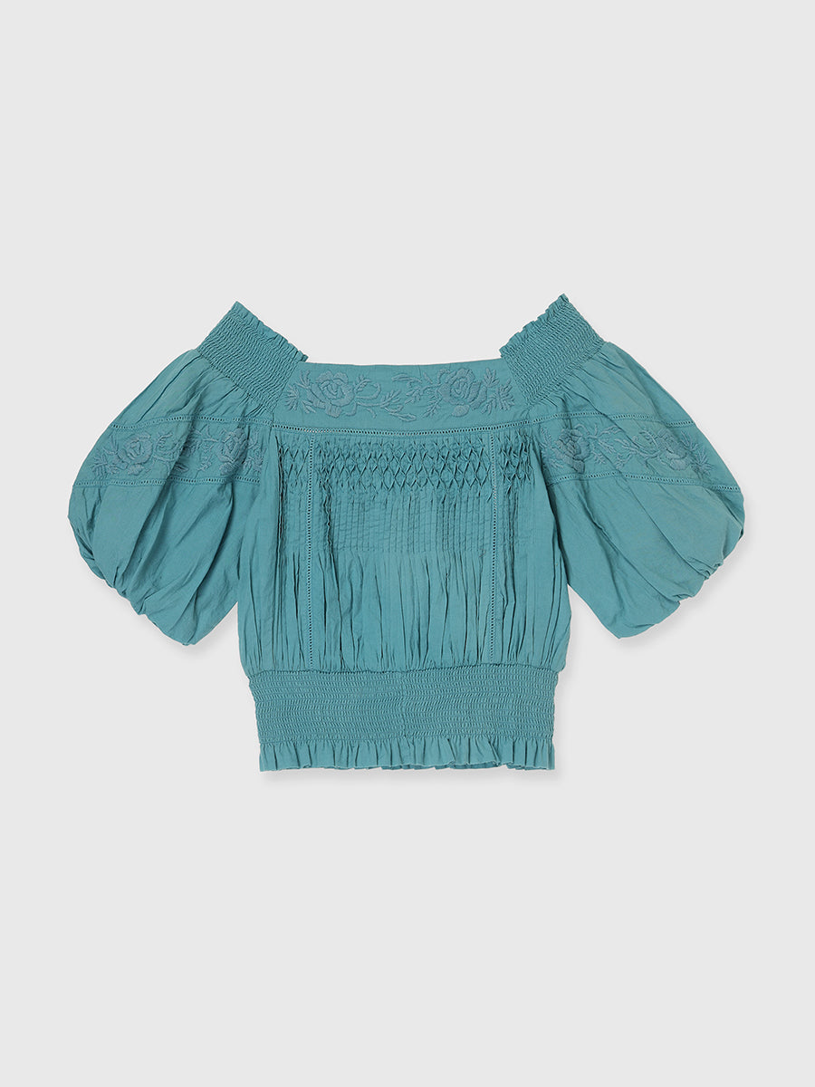 Indiaエンブロイダリースモッキングブラウス