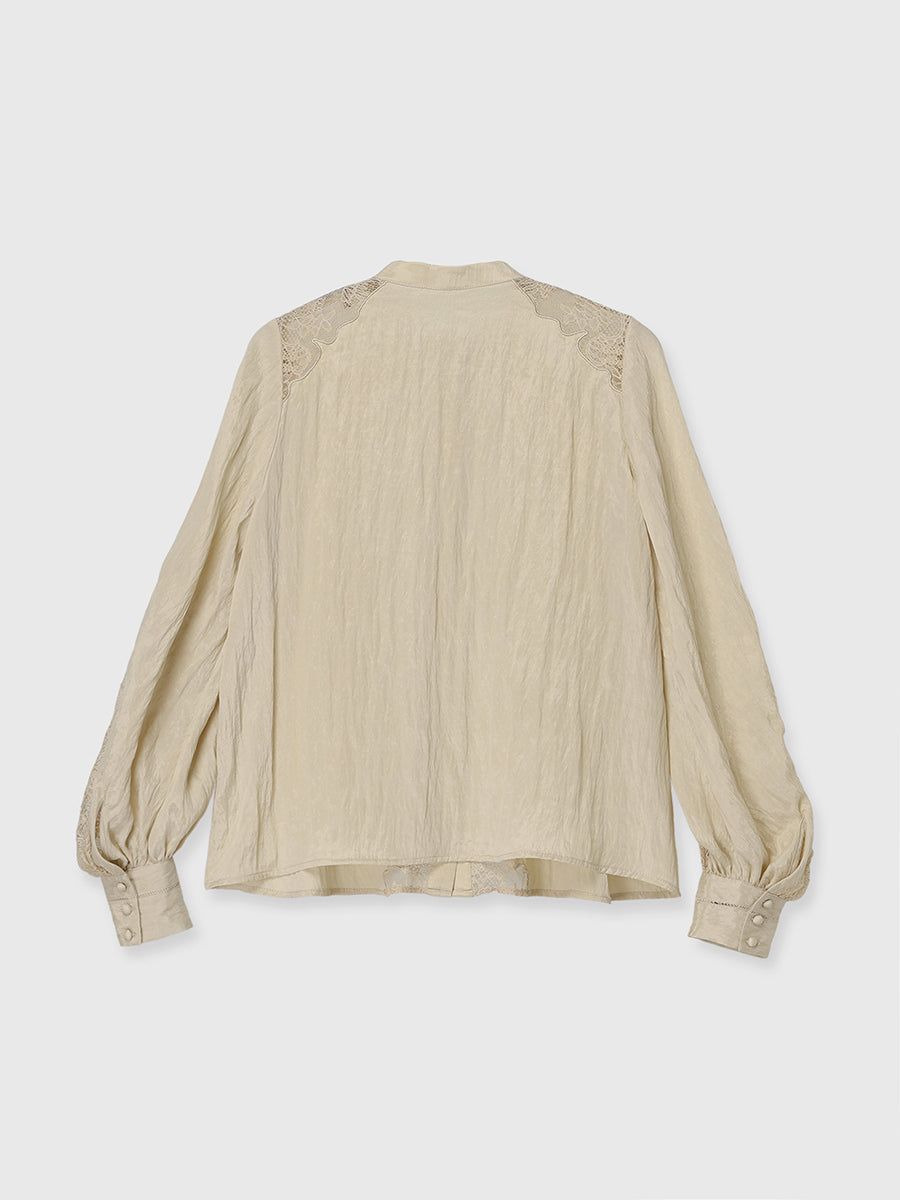 レースフレームボリュームブラウス