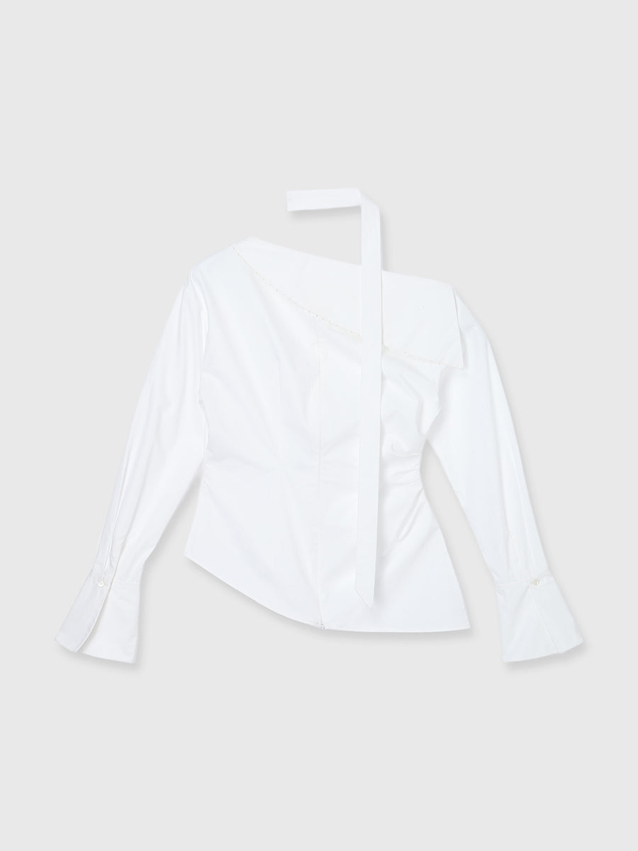 スライドネックスカーフブラウス