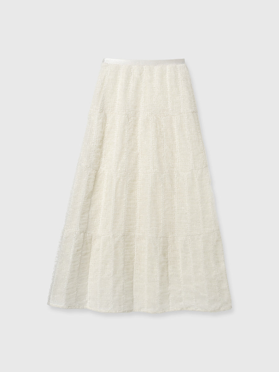 刺绣透视薄纱裙