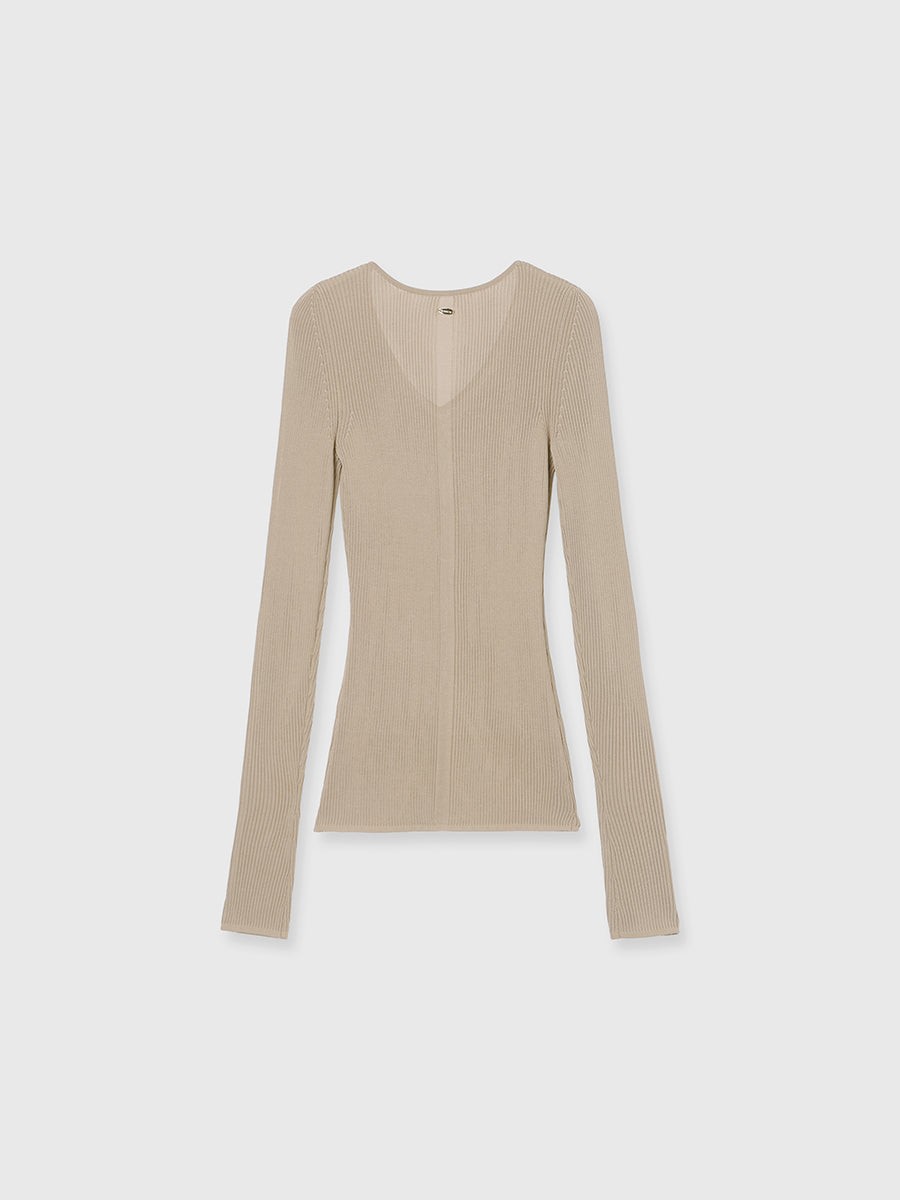 リュクスビスコースリブニットプルオーバー