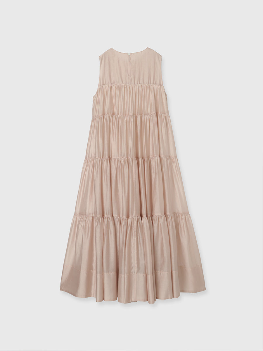 テンセルリッチオーガンティアードワンピース