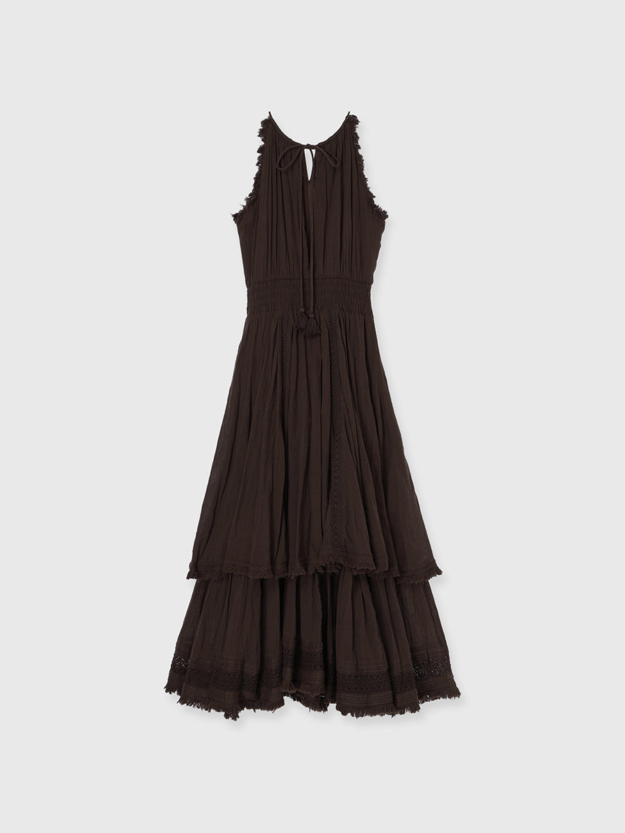 Indiaバックオープンティアードワンピース