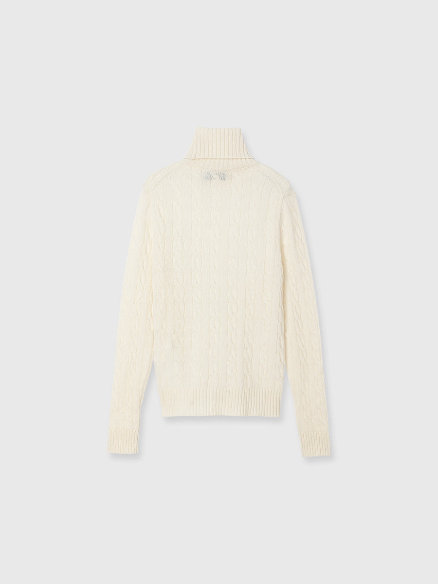 【POLO RALPH LAUREN】Wool-Cashmere Cable Turtleneck Sweater
