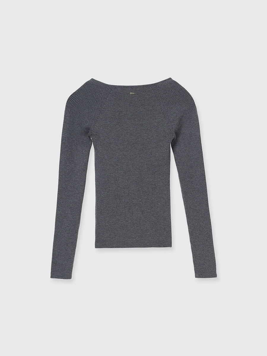 シルクカシミアブレンドデコルテリブニット