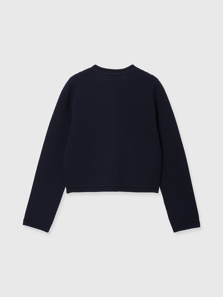 ノーカラーラーベンニットジャケット