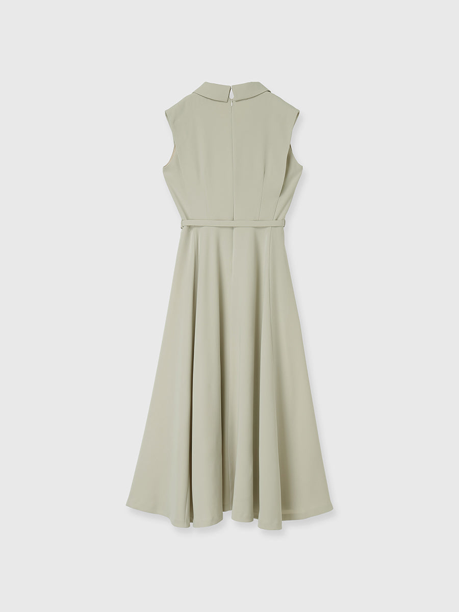 ダブルサテンテーラードフレアワンピース