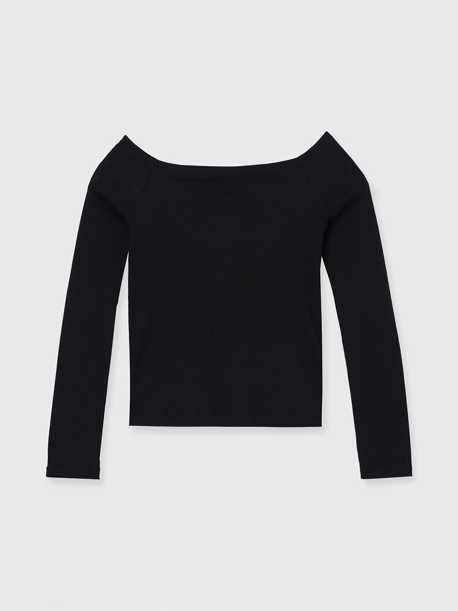 オフショルリブカットトップス