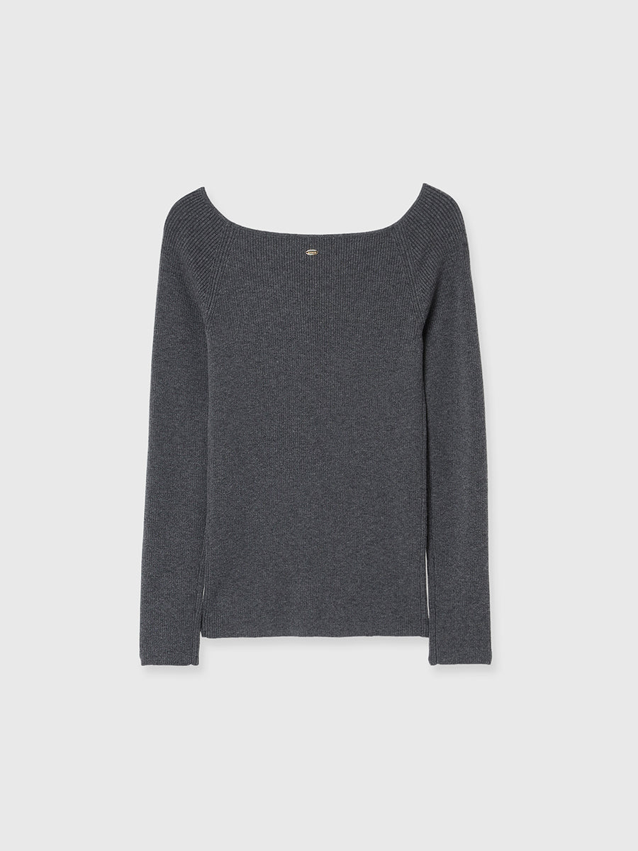 【WEB限定】シルクカシミヤブレンドフィットリブボートネックニット