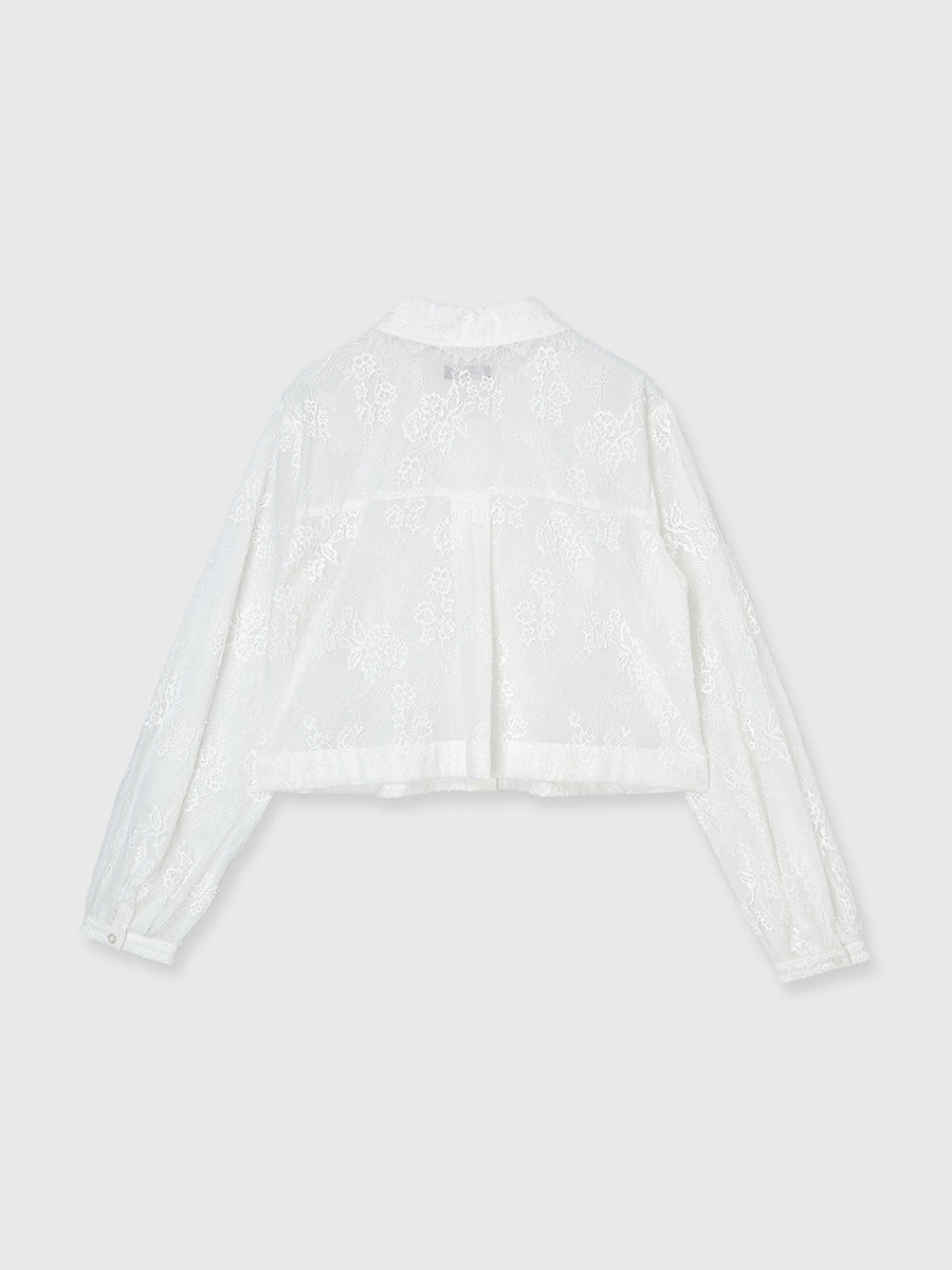 クロップドレースシャツブラウス