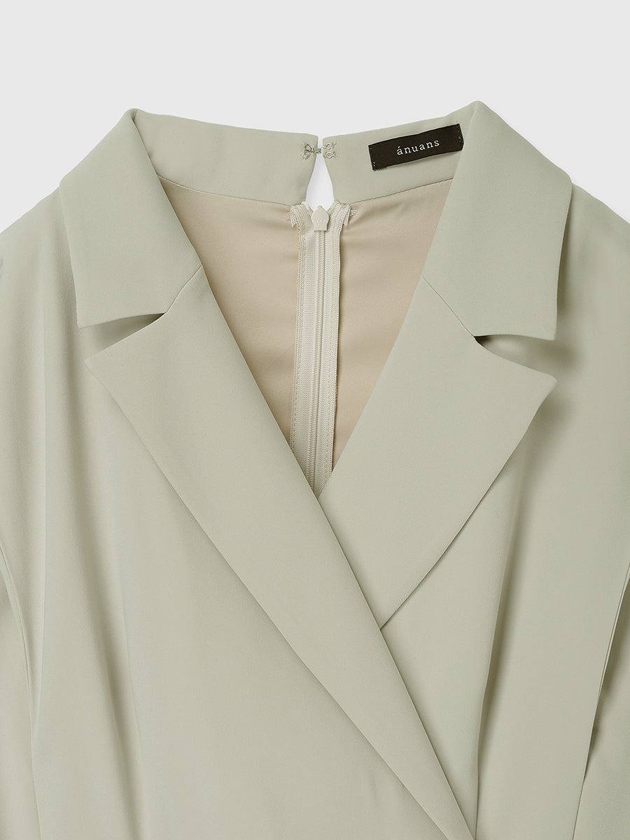 ダブルサテンテーラードフレアワンピース