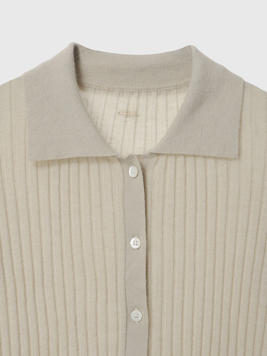 カシミヤ100ニットシャツカーディガン