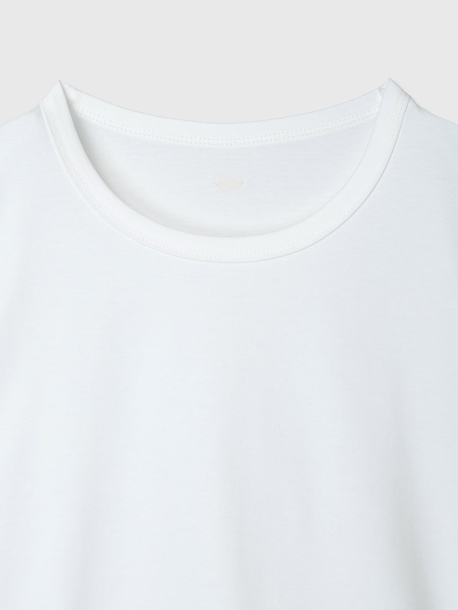 Silk-Touch Cotton Lace Trim Compact T-Shirt
