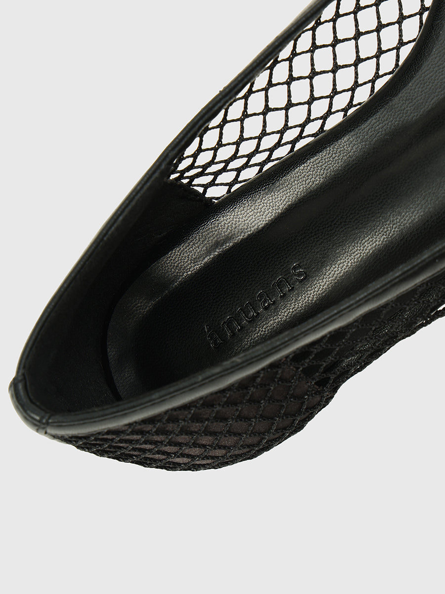 メッシュフラットパンプス