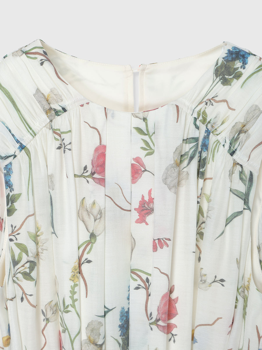 フローラルモチーフプリントワンピース