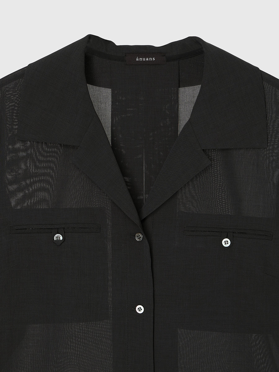 セミシアーオープンカラーブラウス