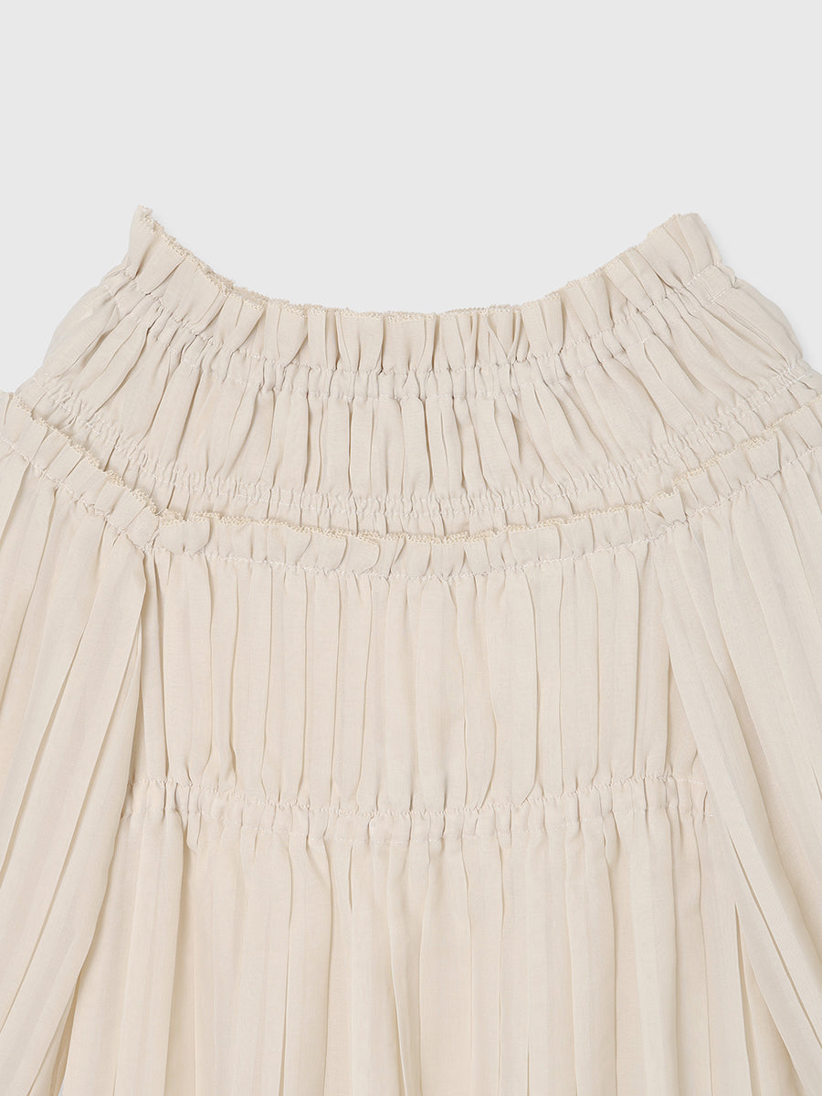 オフショルダープリーツチュニック