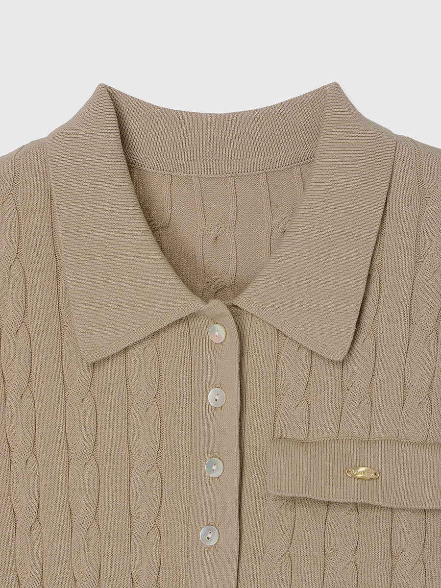 ケーブルポロドッキングニットワンピース