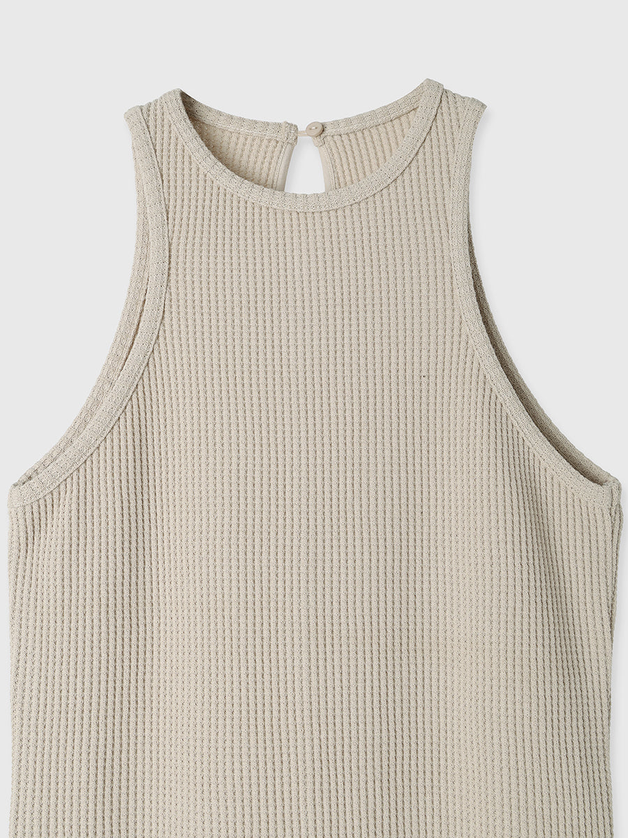 华夫格窄身连衣裙