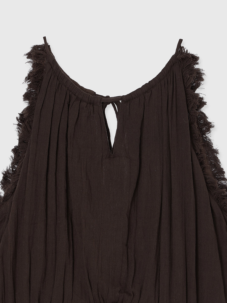 Indiaバックオープンティアードワンピース