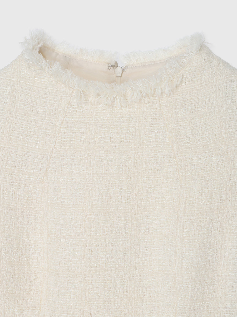 ツイードペプラムブラウス