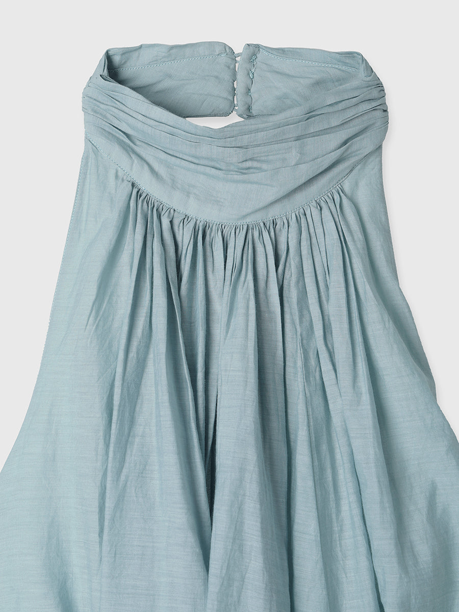 Indiaシルクブレンドバックオープンブラウス