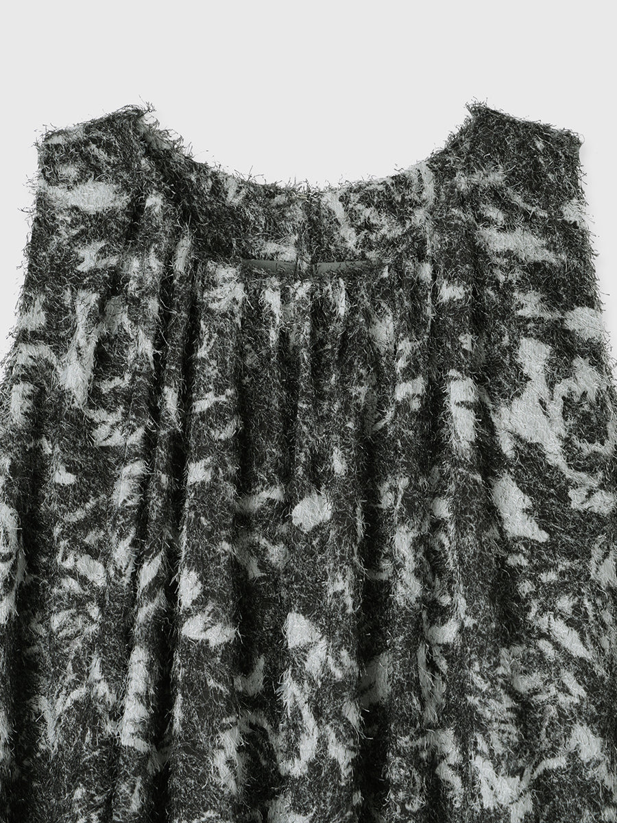 カットジャカードニュアンスプリントワンピース