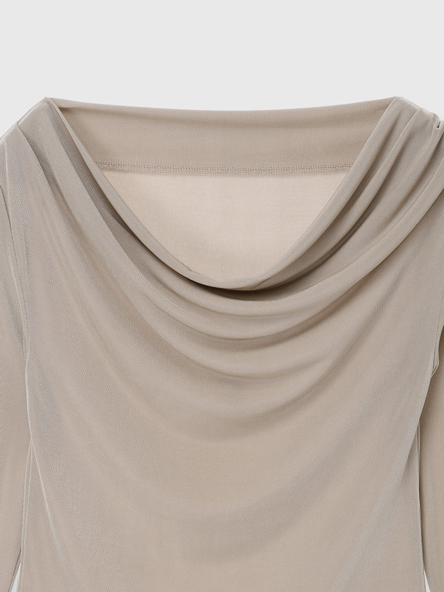 アセテートギャザードレープカットトップス