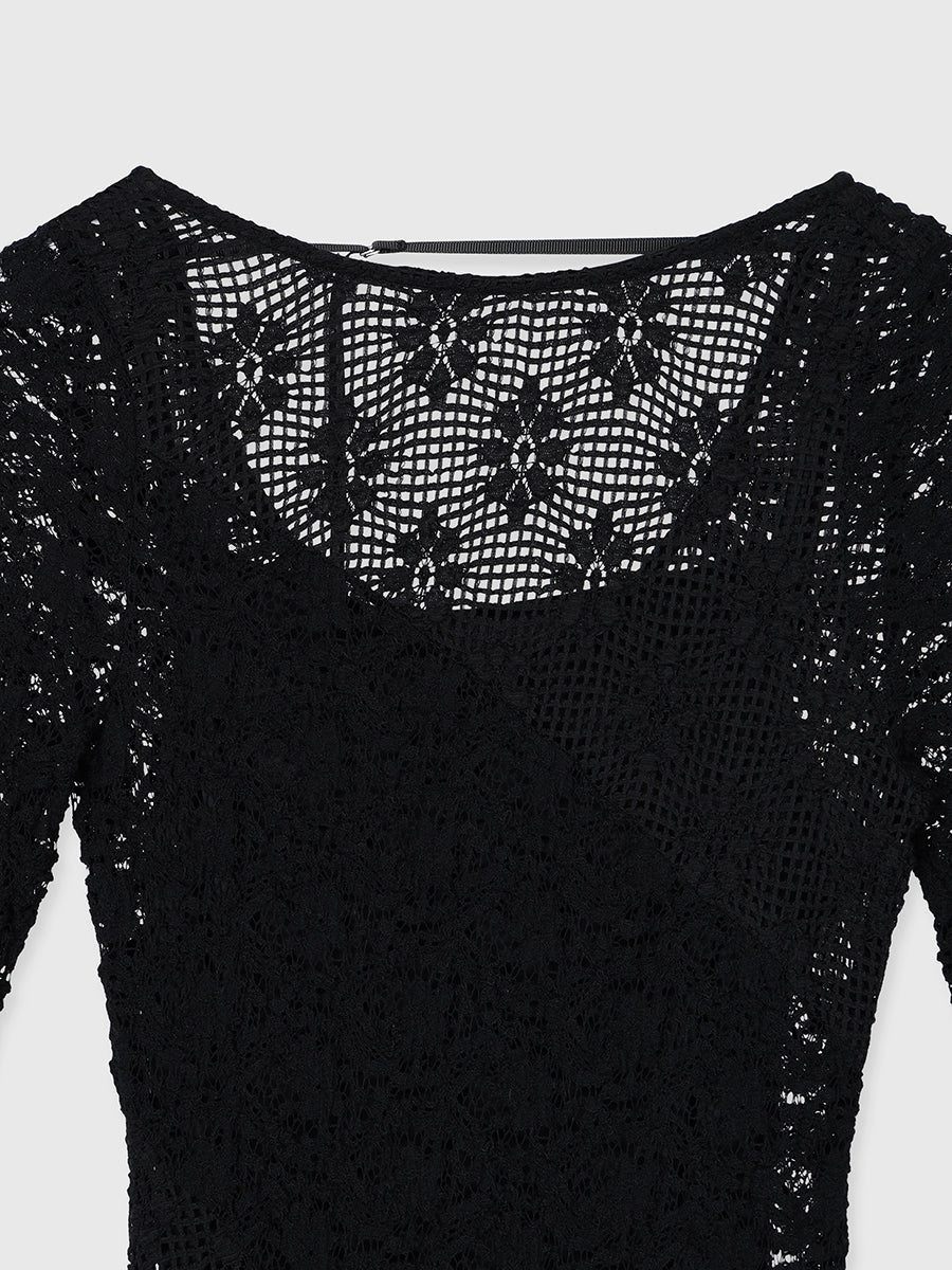 シュリンクレースパネルワンピース