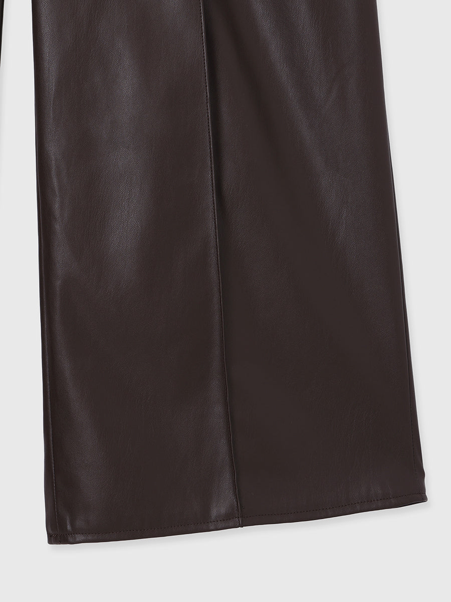 レザーライクリボンベルトパンツ