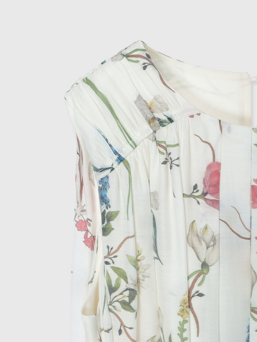 フローラルモチーフプリントワンピース