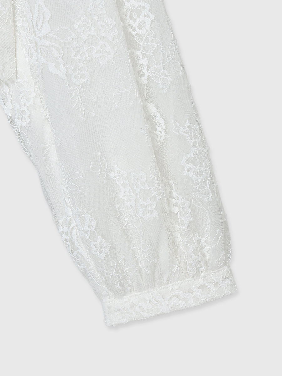 クロップドレースシャツブラウス