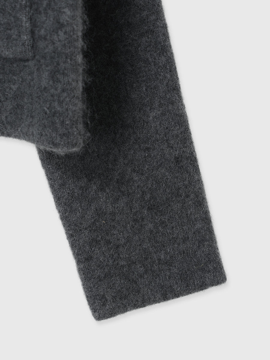 カシミヤブレンドノーカラーニットジャケット